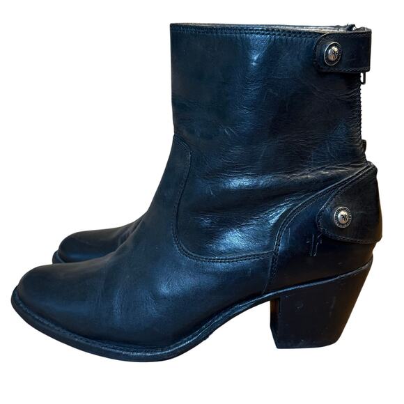 Frye Women’s Jackie Botton Leather Zip-Closure Healed Bootie Boots BLK Size 6.5B - Picture 2 of 13